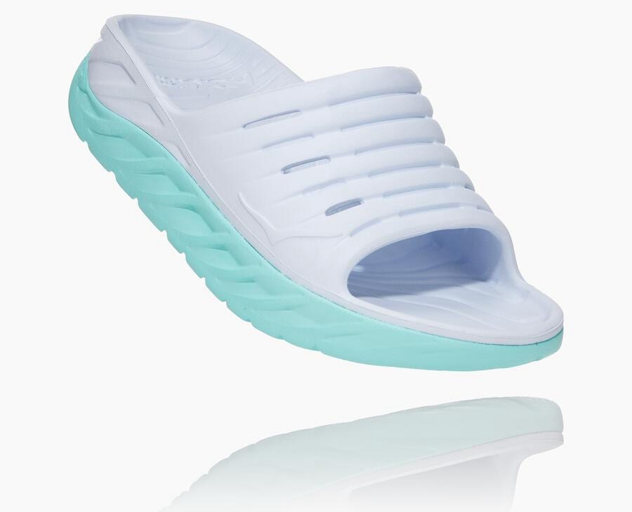 Hoka One One Ora Recovery - Women Slide - White/Blue,Australia AEP-849730